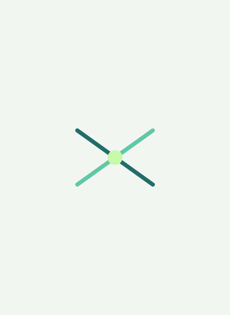 Reltic VDC scenario icon: trade and system clashes, line graphic of two crossing lines meeting at a conflict point